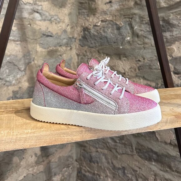 Giuseppe Zanotti Pink Silver Glitter Gail Low-top Sneakers - Picture 1 of 10